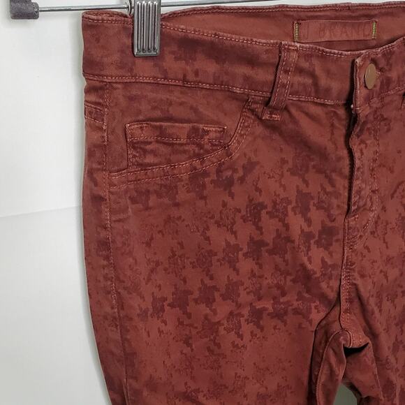 J BRAND Rust Brown Houndstooth Print Mid-Rise Skinny Leg Jeans Size 27 - Picture 5 of 11